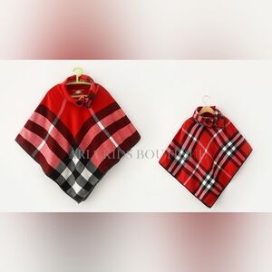 Mommy & Me Matching RED Plaid Ponchos Mother Daughter Christmas Gift SET